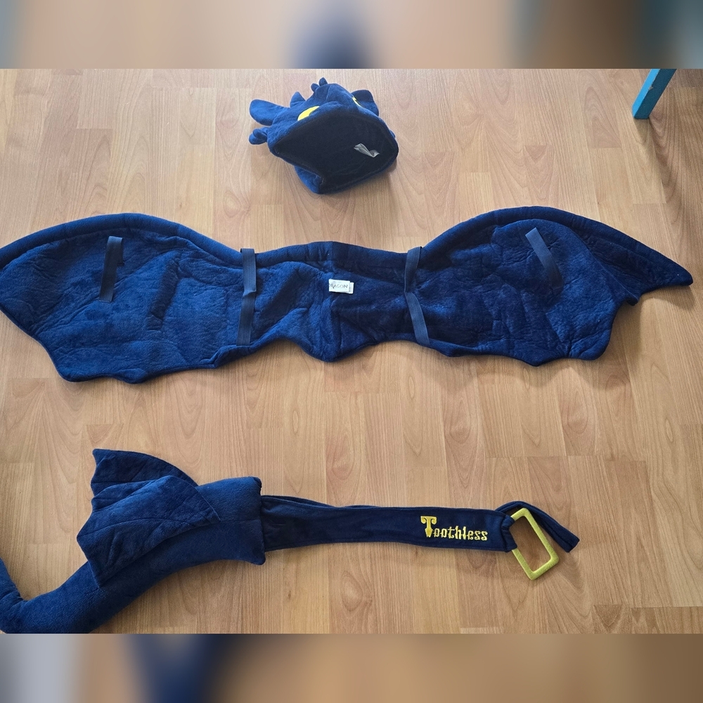 Toothless Dragon Costume Set in Navy Blue Plush- From Live Action Spectacular